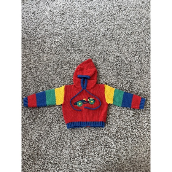 Health Tex Other - Vintage 80s Health Tex Kids Red Sweater Color Block 12 Mos Car Toddler